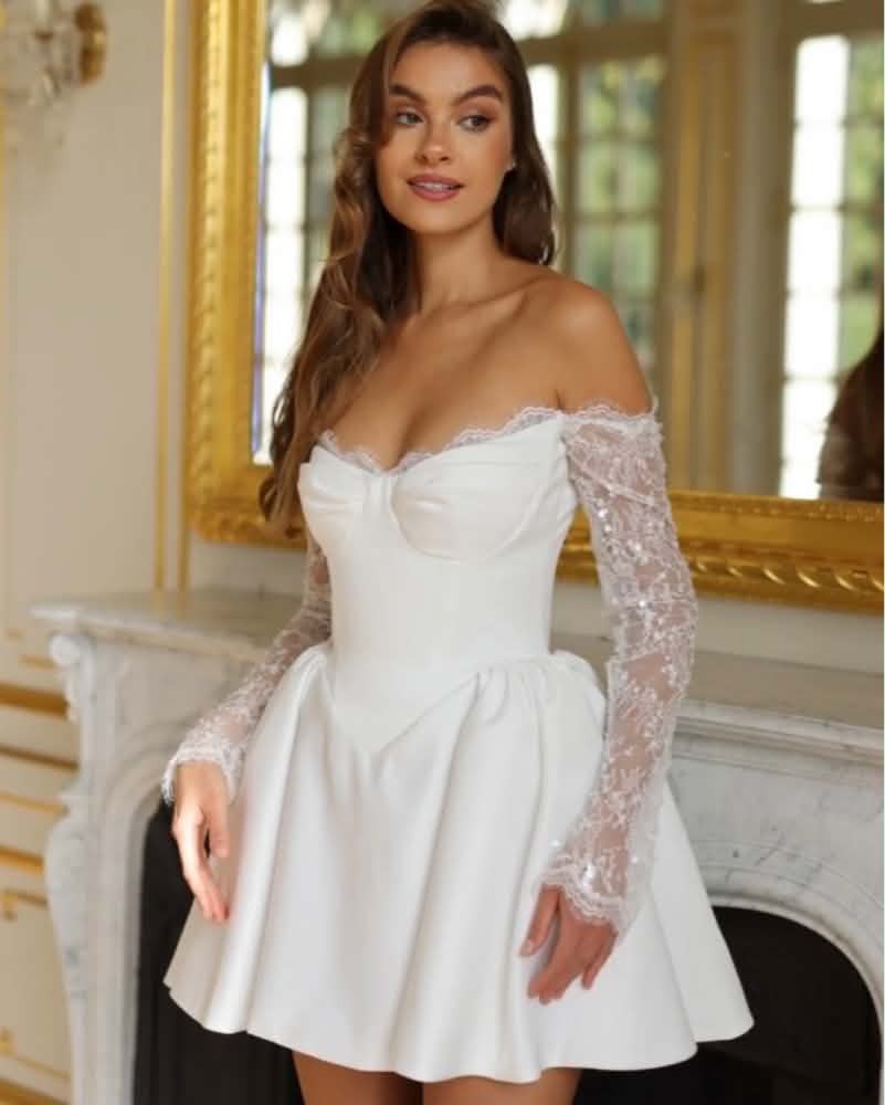 Rosie Etienne Esme mini bridal dress for hen parties and second looks.
